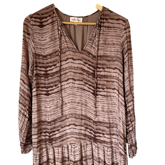 Anthropologie Cloth & Stone Mauve Tiered Striped Maxi Dress, Small - Picture 3 of 11